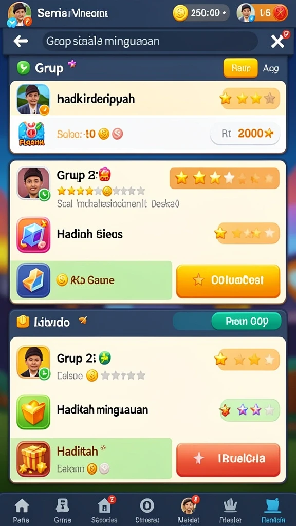 kartutoto - Tangkapan layar menunjukkan berbagai item yang dapat diperoleh dalam game.